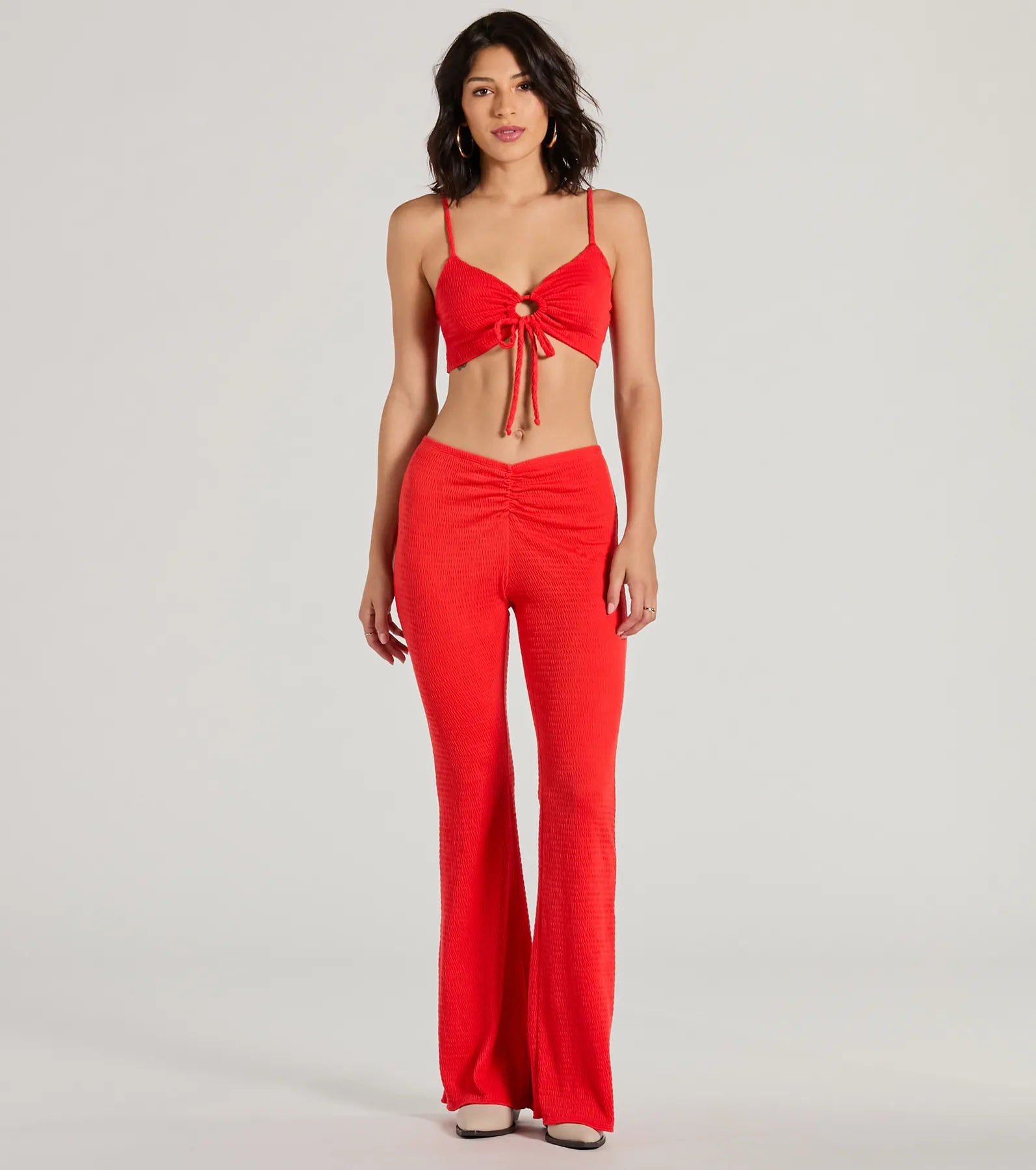 Looking Good V-Waist Smocked Flare Pants